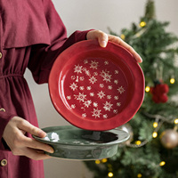 Assiettes en céramique minimalistes pour cadeaux de Noël, motifs sapin de Noël et flocons de neige, assiettes à dîner, assiettes à steak, assiettes à dessert