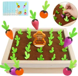 Montessori Wooden Vegetables Carrots Harvest Matching Game Wooden Color Sorting Puzzle Learning Toys For Toddler