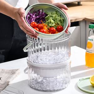 Tazón de Plástico Hermético Portátil para Ensaladas, Caja de Almacenamiento Transparente para Refrigerador, Ecológica, para Frutas y Verduras, Venta al Por Mayor - Product Image 3