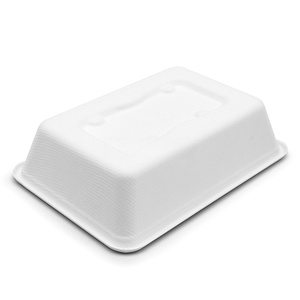 Cajas de Comida Clásicas Blancas Ecológicas Desechables de Bagazo Hechas a Medida al por Mayor, 650ml, Rectangulares, Biodegradables - Product Image 5