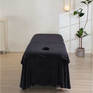 Juego de sábanas de mesa de masaje suave negro a granel incluye sábana plana de masaje o sábana bajera y cubierta de descanso facial - Product Image 5