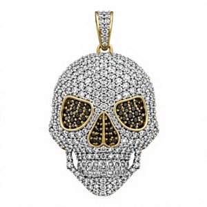 Colgante de esqueleto con moissanita y perla de agua dulce, chapado en plata 925, unisex, joyería hip hop para fiestas y uso diario - Product Image 1