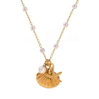 Nueva Serie Marina Francesa: Accesorios de Perlas de Moda Europea y Americana Transfronteriza, Versátiles con Estrellas de Mar, Conchas, Cobre y Bambú