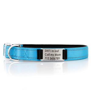 Collar de perro táctico de nailon reflectante con nombre grabado, Collar de perro de entrenamiento liso en blanco - Product Image 6