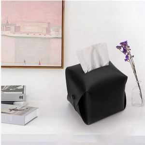 Boîte à mouchoirs carrée en cuir PU, pliable, avec bouton-pression, pour la maison, le bureau, décoration élégante - Product Image 3