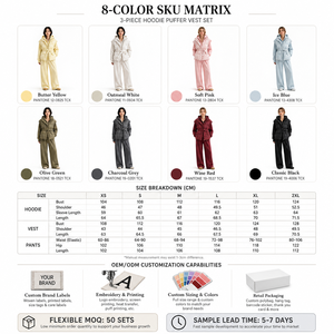 <b>Women</b> Winter Puffer Jacket and Wide Leg Pants Set Hooded Down <b>Coat</b> Three Piece Outfit <b>Belted</b> Lounge Wear - Product Image 6