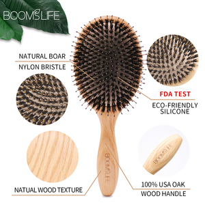 BOOMHOME <span class=keywords><strong>Brosse</strong></span> démêlante à poils <span class=keywords><strong>fins</strong></span> en bois de bambou, à poils de sanglier et de nylon, pour <span class=keywords><strong>cheveux</strong></span> naturels, pour femmes et hommes - Product Image 2