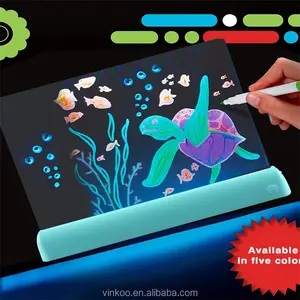 Tablero de garabatos 3D mágico luminoso con pincel para niños, juguete de dibujo educativo