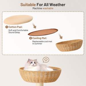 Bestseller: Centro di Intrattenimento Tutto-in-Uno per Gatti con Palo in Sisal e Amaca in Peluche - Product Image 2