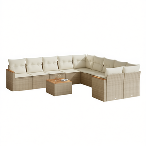 Modular Beige PE <b>Rattan</b> Garden <b>Sofa</b> Set Outdoor Furniture 10 Seater Contemporary Design - Product Image 1