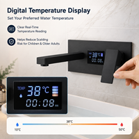Robinet de lavabo encastré noir en acier inoxydable avec affichage numérique, mitigeur chaud/froid et cartouche en céramique – Vente en gros
