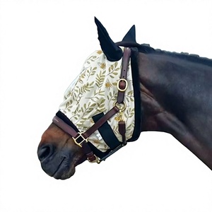 Summer Protection Genuine Leather Fly Mask for Horses Breathable Mesh UV Block Soft Ear/Nose Guard Design Breeches Horse Riding - Product Image 1