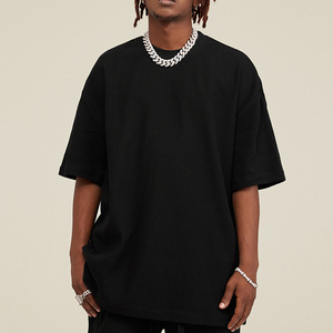 T-shirt Oversize 100% Coton Épais 260 g/m² Grammage Lourd Écologique Anti-Boulochage Noir Basique Épaules Tombantes Grande Taille Vente en Gros - Product Image 1