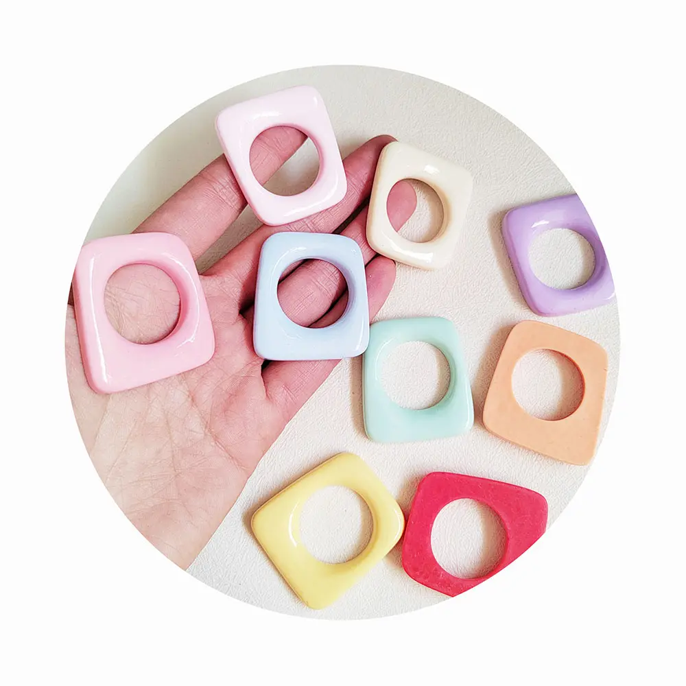 Anillos de dedo coloridos 100 unids/lote cabujón de resina con reverso plano Kawaii regalos de San Valentín para niñas mujeres