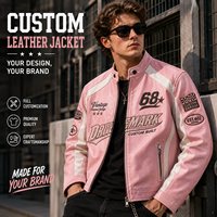 Veste en cuir PU style course rétro années 90 pour homme, streetwear, col montant, veste de moto, veste color block personnalisée, unisexe