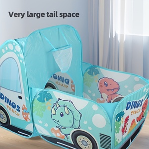 Tienda de Campaña de Poliéster Resistente con Diseño de Malla Transpirable, Tienda de Juegos Infantil con Diseño de Dinosaurio Azul y Aro de Baloncesto - Product Image 6