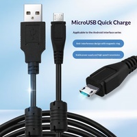 Câble de données blindé à anneau magnétique TPE haute vitesse de 1 m, interface Micro USB pour produits électroniques Android, en stock usine