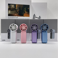 Ventilateur portable USB compact haute vitesse, style mecha transparent, avec lumière LED réglable sur 100 niveaux, haute résistance au vent, pour extérieur