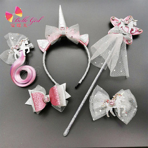 BELLEWORLD vente chaude iridescence en plastique mignon enfants <span class=keywords><strong>licorne</strong></span> corne et oreille bandeau - Product Image 1