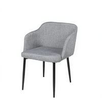 Chaise de salle à manger moderne rembourrée en tissu, pieds en métal noir, dossier incurvé, revêtement poudré, pour restaurant, café, vente en gros