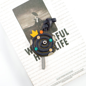 Colorful <b>Swirl</b> <b>Lollipop</b> Leather Keychain Charm with Crown Detail - Product Image 2