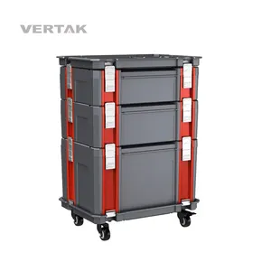 Veracle sistema de armazenamento modular portátil, armazenamento de plástico multifunção caixa de ferramenta portátil