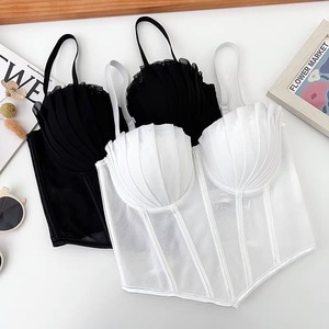 Haut de camisole court sexy et polyvalent pour femme, coupe ajustée, motif arêtes de poisson - Product Image 2