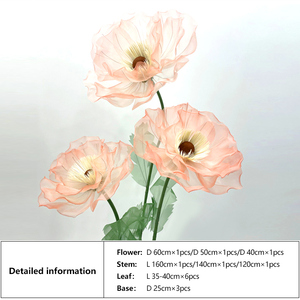 Giant <strong>Artificial</strong> Silk Organza <strong>Poppies</strong> Translucent Dreamy Handmade Modern Elegant Professional Flyingflowers Wedding Party - Product Image 5