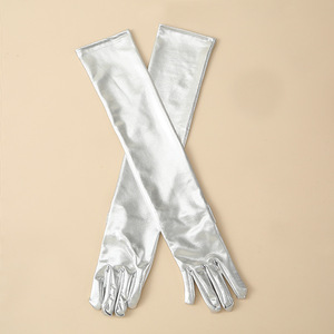Gants longs en similicuir métallisé pour femmes, accessoires de costume de scène pour spectacles, longueur coude, pour soirées et événements. - Product Image 6