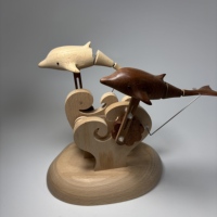 Automaton Jhisen Dolphin Companion, Décoration d'intérieur cinétique en bois faite à la main, Cadeau idéal pour les anniversaires et Noël pour la famille et les amis