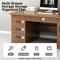 Escritorio de Oficina Moderno y Minimalista de Madera, Escritorio Individual para Gerente, para Oficina en Casa, Estudio o Lugar de Trabajo