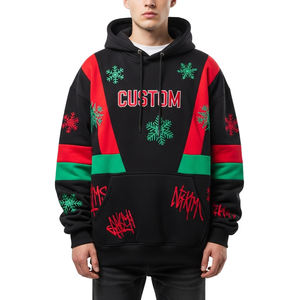 Luxury <strong>Xmas</strong> Designer Embroidery Boxy Fit Thick French Terry Holiday Season Casual Sweatshirt Unisex Men's <strong>Hoodie</strong> - Product Image 1