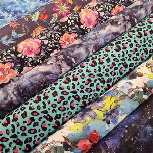 Bloemenprint Zwaar Gewicht Naaien Katoen Vier Weg Stretch Quilten Custom Printing Gebreide Katoen Lycra Spandex Stoffen