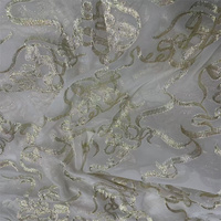 Tissu jacquard en lurex de soie, brocart à fleurs découpées métalliques, à motifs teints pour vêtements de filles, vêtements de nuit, robes, rideaux - pour