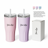 Gobelet isotherme classique en acier inoxydable de 14 oz et 20 oz avec paille et couvercle – Tasse de voyage réutilisable à double paroi, cadeau d'affaires