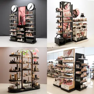 Popular cosmético loja design compõem loja de beleza varejo promocional chão de pé metal cosméticos display stand