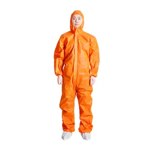 Factory Customized Anti-Dust Yellow Disposable Surgical Gown SMS PP Protective Disposable Coverall With Elastic Cuffs