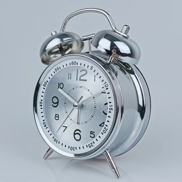 4 Inch Bell Alarm Clock Metal Analog Ring Designer Clock Home Decor With Backlight Function Desk Table Clock for Home Office