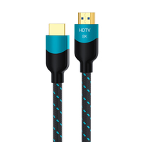 Nouveau câble vidéo HDMI tressé haute vitesse 8K, plaqué or 4K, 2.1 8K, utilisé pour HDTV, PS4, lecteur DVD Blu-ray
