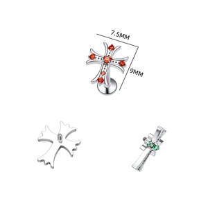 <b>Titanium</b> Alloy Cross <b>Stud</b> Earrings With 5A Zircon Prong Setting For Piercing Jewelry Gift - Product Image 3
