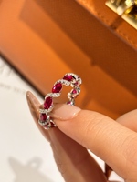 18K Weißgold Labor-gezüchteter Rubin-Diamant-Ring, ovaler roter Edelstein, gedrehter Brautschmuck für Frauen, Geschenk, Hochzeit, nur hohe Qualität.