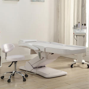 Cama de Belleza Eléctrica de 3 Motores, Ajustable y Reclinable, Mueble de Salón, Cuero Sintético Blanco, para Sala de Estar o Sótano - Product Image 5