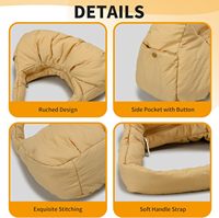 Großhandel Maßgefertigte Leichte Baumwoll-Gepolsterte Puffer-Hobo-Tasche Trendige Weiche Halbmond-Damen-Schultertasche Flauschige Handtasche für Frauen