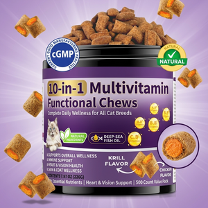 Golosinas Masticables Crujientes y Cremosas Multivitamínicas para Gatos, Alivio de Alergias, 10 Vitaminas en 1, Apoya la Salud de las Articulaciones, la Piel y el Pelaje, Suplementos Alimenticios para Mascotas - Product Image 2