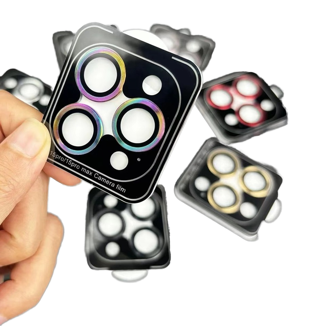 For iPhone 16 Pro Max Colorful CD Pattern Camera Lens Protector Individual Desert Titanium Tempered Glass Camera Lens Film