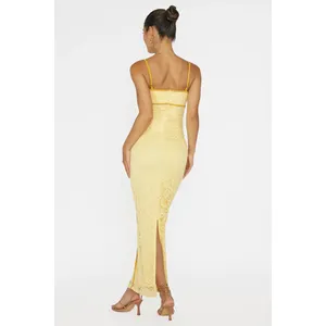 New Arrivals Off The Shoulder Strapless Design Sexy Open Back Satin Wrapped Chest Casual Tiered Skirt Maxi Dress