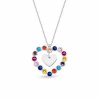 Collier pendentif cœur dans cœur Gemnel multicolore en zircon cubique, chaîne en câble zircon arc-en-ciel, bijoux fins pour femme, cadeau