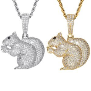 हिप हॉप गहने एनीमे स्क्वील प्यारा पेंडेंट तांबा आइस्ड डायमंड गोल्ड प्लेटेड पेंडेंट नेकलेस - Product Image 1