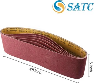 6 pièces de bandes abrasives en oxyde d'aluminium 6x48 pouces, grains 60, 80, 120, 150, 240, 400, personnalisables, OEM, <span class=keywords><strong>pour</strong></span> <span class=keywords><strong>ponceuse</strong></span> à bande - Product Image 2