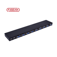 Commutateur KVM USB 8 ports FJGEAR FJ-810UK-M avec contrôleur de bureau, 8 entrées-1 sortie pour la gestion des racks de serveurs et des centres de données